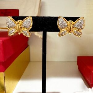 Valentino Gold and Silver Butterfly Earrings